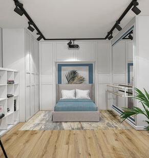 Фото № 6: Дизайн-проект однокомнатной квартиры 43.14  м² Эко-стиль для ЖК Октябрьское поле