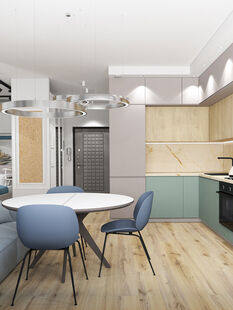 Фото № 3: Дизайн-проект однокомнатной квартиры 43.14  м² Эко-стиль для ЖК Октябрьское поле