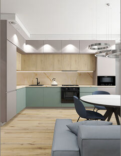 Фото № 5: Дизайн-проект однокомнатной квартиры 43.14  м² Эко-стиль для ЖК Октябрьское поле