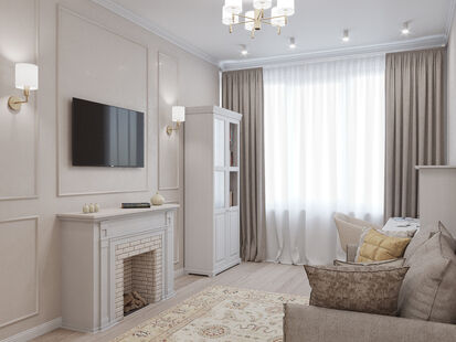 Фото № 1: Дизайн-проект двухкомнатной квартиры 39.14  м² Стиль Современная классика для ЖК Испанские Кварталы