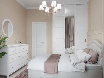 Фото № 4: Дизайн-проект двухкомнатной квартиры 39.14  м² Стиль Современная классика для ЖК Испанские Кварталы