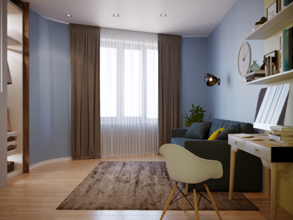 Фото № 4: Дизайн-проект трехкомнатной квартиры 68.06  м² Стиль Модернизм для ЖК Символ