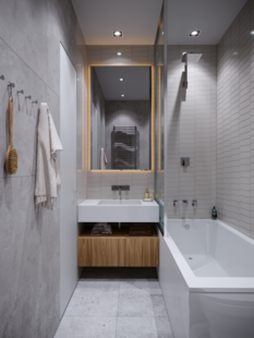 Фото № 2: Дизайн-проект трехкомнатной квартиры 68.06  м² Стиль Модернизм для ЖК Символ