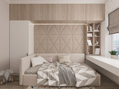 Фото № 1: Дизайн-проект евро трехкомнатной квартиры 55.8  м² Современный стиль для ЖК Яблочкова