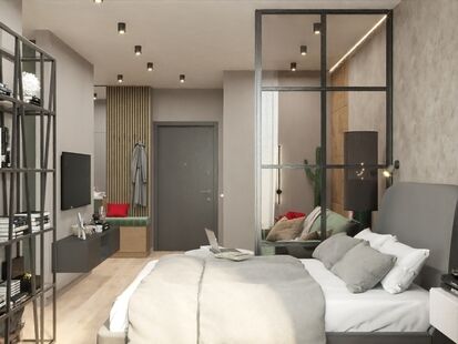 Фото № 6: Дизайн-проект однокомнатной квартиры 37.78  м² Современный стиль для ЖК Кутузов град 2