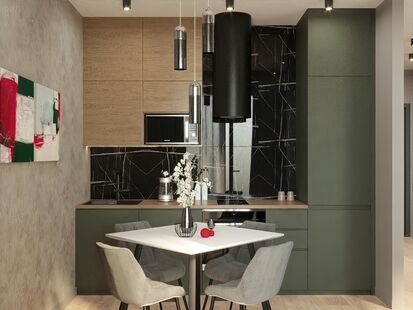 Фото № 4: Дизайн-проект однокомнатной квартиры 37.78  м² Современный стиль для ЖК Кутузов град 2