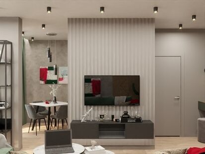 Фото № 2: Дизайн-проект однокомнатной квартиры 37.78  м² Современный стиль для ЖК Кутузов град 2