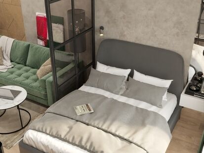 Фото № 3: Дизайн-проект однокомнатной квартиры 37.78  м² Современный стиль для ЖК Кутузов град 2