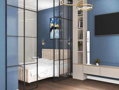 Фото № 2: Дизайн-проект однокомнатной квартиры 40.85  м² стиль Модернизм для ЖК Символ