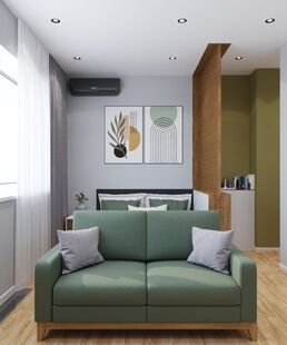 Фото № 3: Дизайн-проект квартиры-студии 34.29  м² Современный стиль для ЖК Близнецы