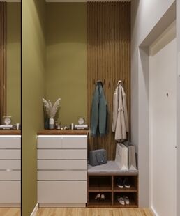 Фото № 4: Дизайн-проект квартиры-студии 34.29  м² Современный стиль для ЖК Близнецы