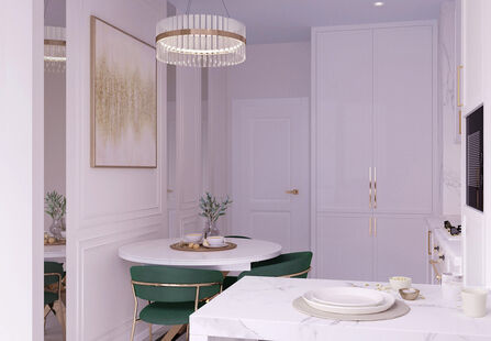 Фото № 2: Дизайн-проект двухкомнатной квартиры 41.98  м² Стиль Арт-деко для ЖК Западное Кунцево