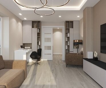 Фото № 2: Дизайн-проект трехкомнатной квартиры 78.7  м² стиль Модернизм для ЖК Дом в Федурново