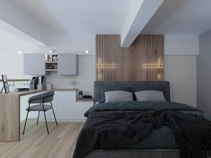 Фото № 5: Дизайн-проект двухкомнатной квартиры 36.45  м² Современный стиль для ак сидней