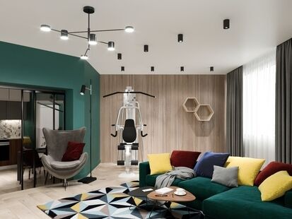 Фото № 6: Дизайн-проект четырехкомнатной квартиры 108.6  м² стиль Модернизм для ЖК Зеленая околица