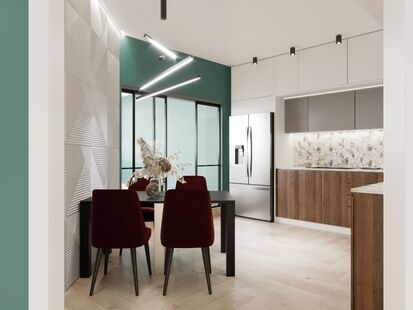 Фото № 3: Дизайн-проект четырехкомнатной квартиры 108.6  м² стиль Модернизм для ЖК Зеленая околица