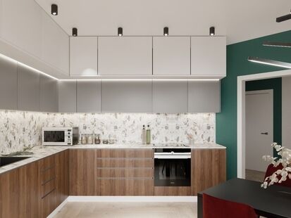 Фото № 5: Дизайн-проект четырехкомнатной квартиры 108.6  м² стиль Модернизм для ЖК Зеленая околица