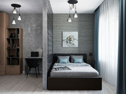 Фото № 2: Дизайн-проект однокомнатной квартиры 37.9  м² Современный стиль для ЖК Онега