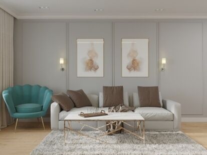 Фото № 4: Дизайн-проект двухкомнатной квартиры 55.1  м² Стиль Контемпорари для ЖК в г. Раменское