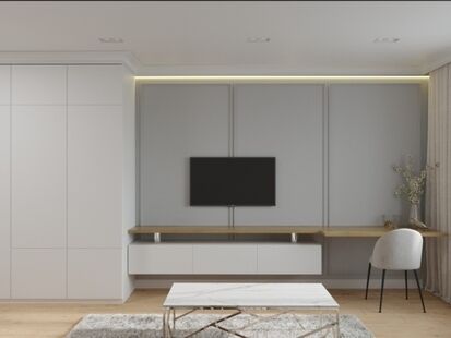 Фото № 5: Дизайн-проект двухкомнатной квартиры 55.1  м² Стиль Контемпорари для ЖК в г. Раменское