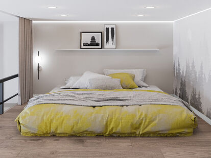 Фото № 3: Дизайн-проект трехкомнатной квартиры 43.86  м² Скандинавский стиль для ЖК Московский