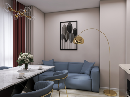 Фото № 1: Дизайн-проект трехкомнатной квартиры 58.75  м² стиль Модернизм для ЖК Бригантина