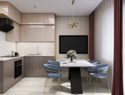 Фото № 3: Дизайн-проект трехкомнатной квартиры 58.75  м² стиль Модернизм для ЖК Бригантина