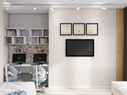 Фото № 6: Дизайн-проект трехкомнатной квартиры 58.75  м² стиль Модернизм для ЖК Бригантина