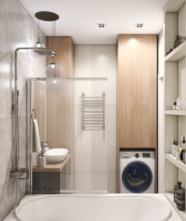 Фото № 4: Дизайн-проект трехкомнатной квартиры 58.75  м² стиль Модернизм для ЖК Бригантина