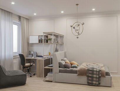 Фото № 5: Дизайн-проект трехкомнатной квартиры 82.6  м² Современный стиль для ЖК Настроение