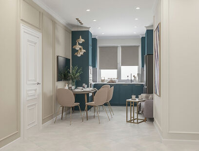 Фото № 2: Дизайн-проект трехкомнатной квартиры 82.6  м² Современный стиль для ЖК Настроение