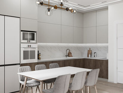 Фото № 4: Дизайн-проект трехкомнатной квартиры 80.53  м² Стиль Минимализм для ЖК Сиреневый Парк