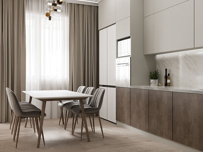 Фото № 6: Дизайн-проект трехкомнатной квартиры 80.53  м² Стиль Минимализм для ЖК Сиреневый Парк