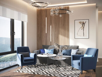 Фото № 5: Дизайн-проект трехкомнатной квартиры 75.3  м² стиль Модернизм для ЖК Filicity