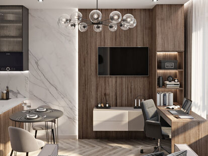 Фото № 1: Дизайн-проект двухкомнатной квартиры 36.27  м² стиль Модернизм для ЖК Селигер Сити