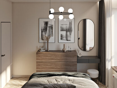 Фото № 3: Дизайн-проект двухкомнатной квартиры 36.27  м² стиль Модернизм для ЖК Селигер Сити