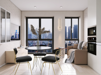 Фото № 1: Дизайн-проект двухкомнатной квартиры 70.83  м² Современный стиль для ЖК Дискавери Парк