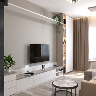 Фото № 5: Дизайн-проект двухкомнатной квартиры 56.25  м² Стиль Контемпорари для ЖК Московский