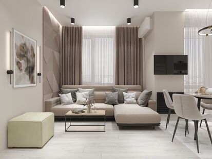 Фото № 2: Дизайн-проект трехкомнатной квартиры 59.7  м² стиль Модернизм для ЖК Белые ночи