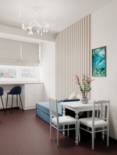 Фото № 2: Дизайн-проект двухкомнатной квартиры 53.24  м² Стиль Фьюжн для ЖК Новое Измайлово