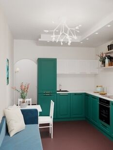 Фото № 6: Дизайн-проект двухкомнатной квартиры 53.24  м² Стиль Фьюжн для ЖК Новое Измайлово