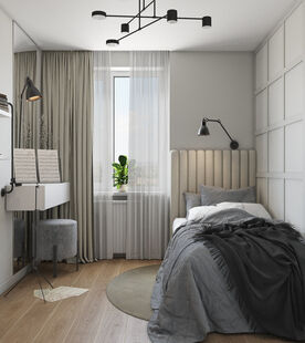 Фото № 5: Дизайн-проект трехкомнатной квартиры 56.29  м² Скандинавский стиль для ЖК Московский