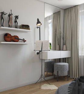 Фото № 3: Дизайн-проект трехкомнатной квартиры 56.29  м² Скандинавский стиль для ЖК Московский