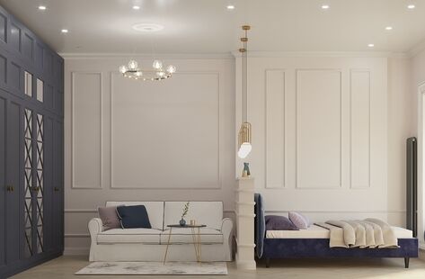 Фото № 2: Дизайн-проект зала 20.82  м² стиль Модернизм для кп покровский