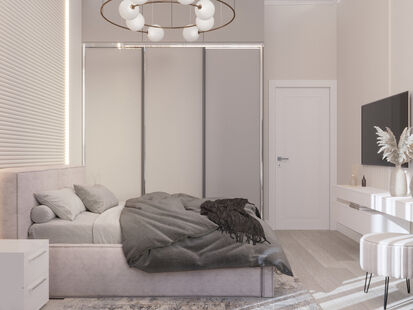 Фото № 3: Дизайн-проект двухкомнатной квартиры 46.42  м² стиль Модернизм для ЖК Ривер Парк