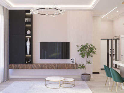 Фото № 2: Дизайн-проект двухкомнатной квартиры 46.42  м² стиль Модернизм для ЖК Ривер Парк