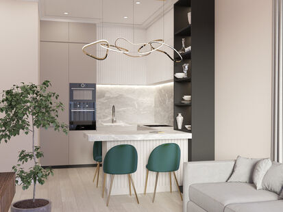 Фото № 1: Дизайн-проект двухкомнатной квартиры 46.42  м² стиль Модернизм для ЖК Ривер Парк