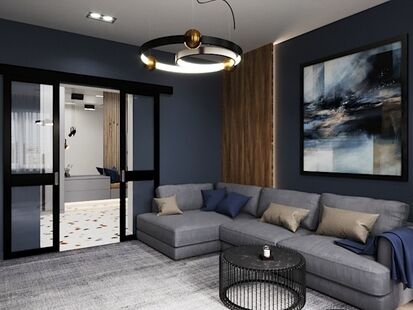 Фото № 5: Дизайн-проект двухкомнатной квартиры 83.46  м² стиль Модернизм для ЖК Нахабино центральное