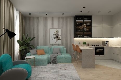 Фото № 3: Дизайн-проект трехкомнатной квартиры 69.12  м² Современный стиль для ЖК Крылья