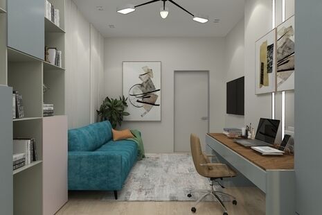 Фото № 5: Дизайн-проект трехкомнатной квартиры 69.12  м² Современный стиль для ЖК Крылья